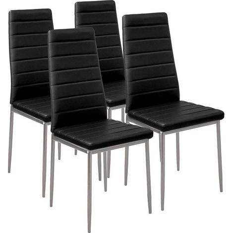 Set 4 Sedie Moderne sala Pranzo Salotto Cucina Seduta Imbottita Ecopelle Nero (1/5)
