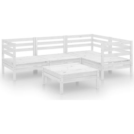 Mobili da giardino mobili da esterno set di mobili 5 pezzi in legno di pino massiccio bianco 020016553