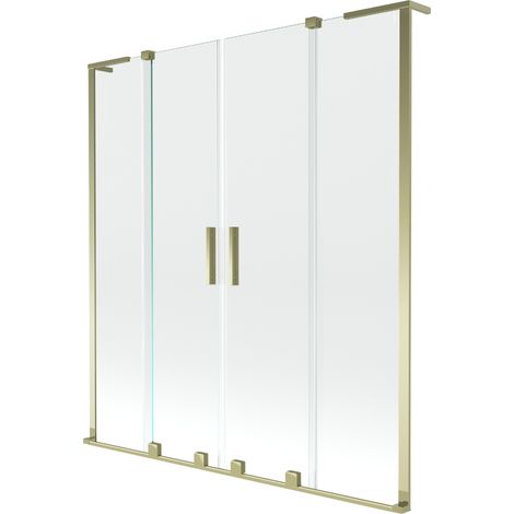 Paravent de baignoire coulissant 2 volets Mexen Velar L Duo 150 x 150 cm, transparent, doré - 896-150-003-02-50 (1/2)