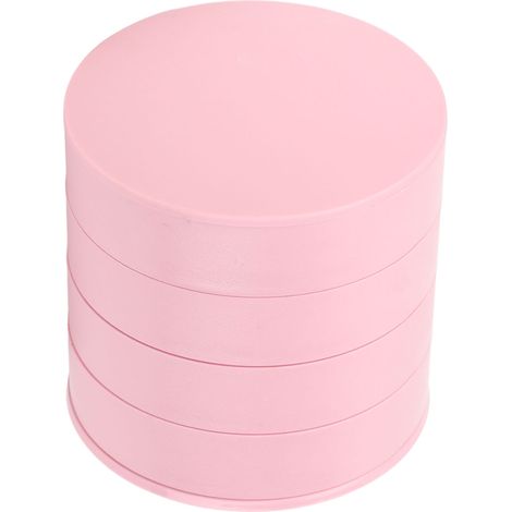Boîte à bijoux rotative, 4 niveaux, rotation à 360 degrés, anti-poussière, boîte à bijoux ronde avec couvercle, convient pour le bureau et la maison, rose. (1/5)