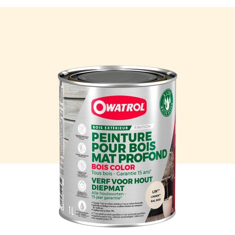 Owatrol-BOIS COLOR-Peinture pour bois extérieur opaque - Finition Mate-Lin RAL 9001 1 litre