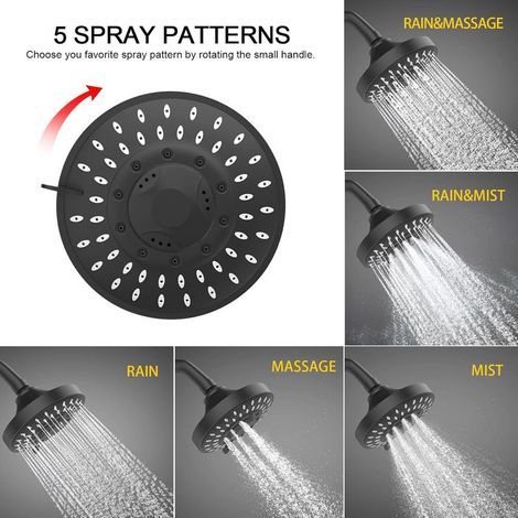 Pommeau de douche combiné avec filtre de douche à 15 niveaux, haute pression, 5 réglages de pulvérisation, pomme de douche filtrée avec adoucisseur d'eau (1/2)