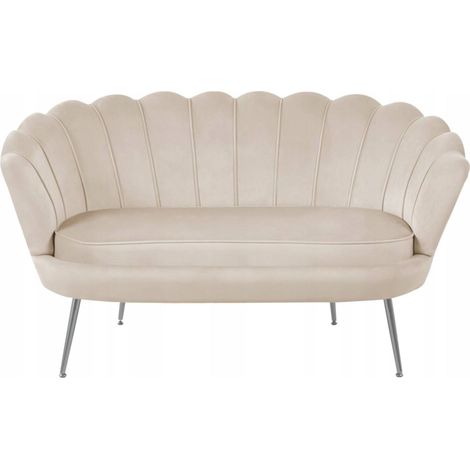 DIVANO IN VELLUTO LEGGERO DIVANO DUE POSTI BEIGE IMBOTTITO FURNITEX (1/5)