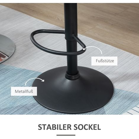 Lot de 2 tabourets de bar pivotants avec dossier, réglables en hauteur, pour bistro, revêtement velours, sans accoudoirs, mousse noire, 51,5 x 57,5 x 93-114,5 cm (1/4)
