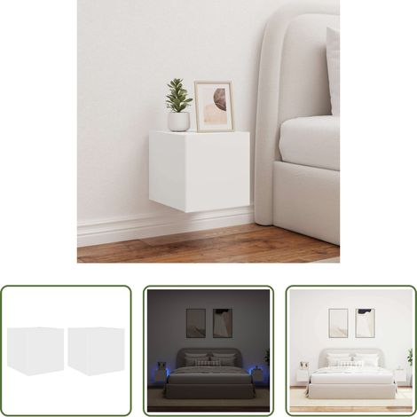 LED-Leuchten - TV-Wandschränke mit LED-Leuchten 2 Stk. Weiß 30,5x35x30 cm (1/5)