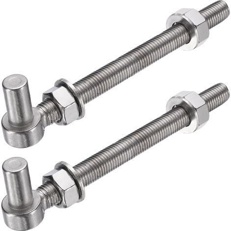 2Pcs J Bolt Porte Charnière, M16 x 8" 304 Acier Inoxydable Porte Charnières Boulon, J-Bolt Poteau Charnière Avec Rondelles Et Écrous Pour Clôture À Mailles, Clôture En Bois (1/5)