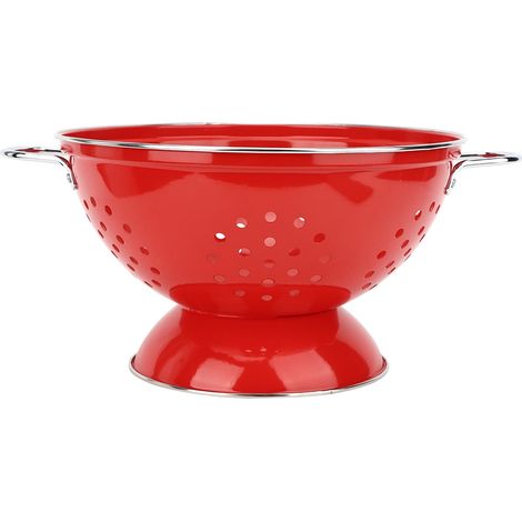 Égouttoir à fruits et légumes en acier inoxydable, panier de lavage avec poignée, rouge (1/5)