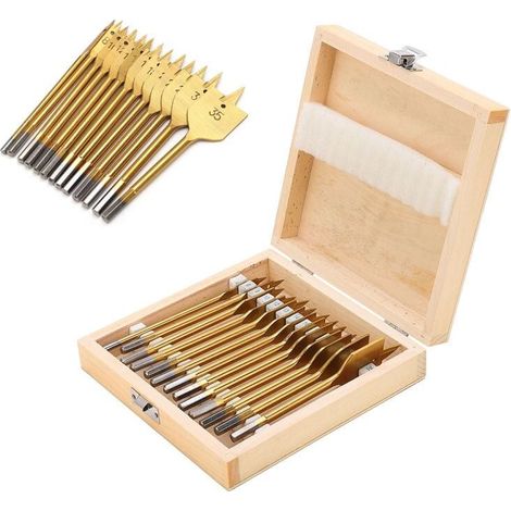 13-teiliger Flachbohrer aus Hartstahl, 1/4 Zoll Sechskantschaft, Spatenbohrer-Set, Lochschneider (1/4)