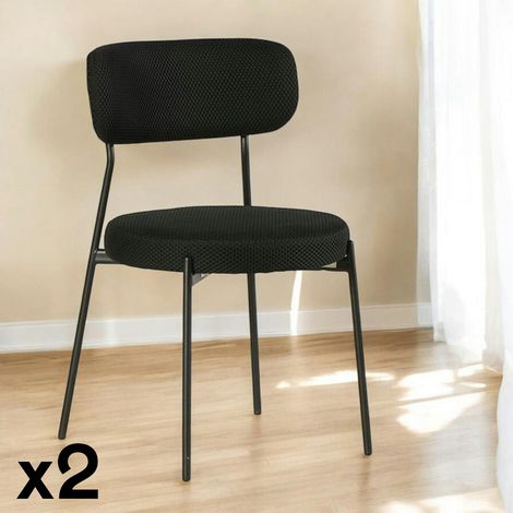 Chaise en tissu résille matelassée noir (lot de 2) IENA (1/4)