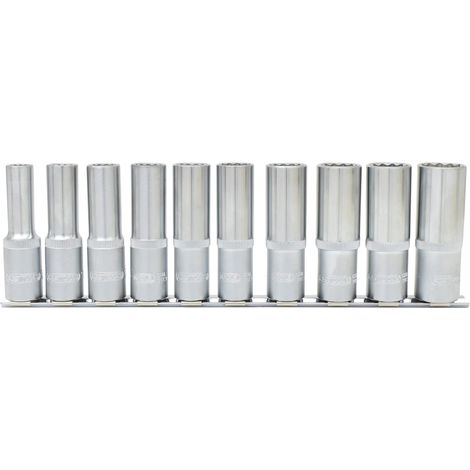 KS Tools 917.1750 Serie di Bussole Poligonali, Lunghe, 10 Pezzi, 10-21 mm, 1/2" (1/3)