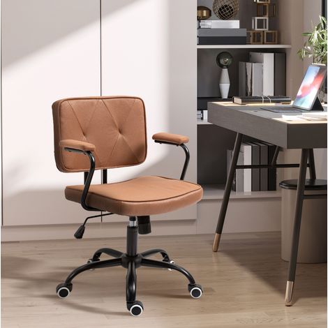 Silla de oficina retro, altura regulable, función basculante, con ruedas, espuma marrón (1/5)