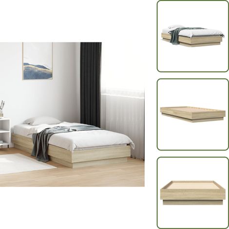 The Living Store Bettgestell ohne Matratze Sonoma-Eiche 75x190 cm Holzwerkstoff - Holzbettfassungen - Bettrahmen - Doppelbett - Singlebett - Bettkasten