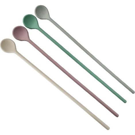 Irovami Cuillères mélange silicone 25cm – Lot 4, réutilisables – Idéal pour café, cocktail, thé, bar (1/5)
