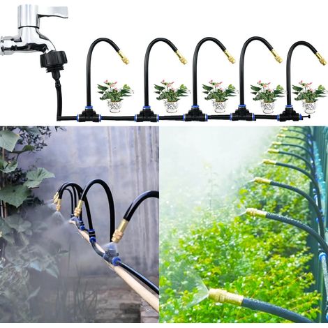 Kit de brumisation réglable (5 m) à monter soi-même, tuyau de pulvérisation universel de 8 mm pour l'arrosage des plantes de jardin et de terrasse par brumisation. (1/4)