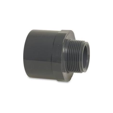 Mega Übergangsnippel PVC-U 25/32 mm x 3/4 Zoll Klebemuffe/Klebestutzen x Außengewinde 10 bar, grau (1/5)
