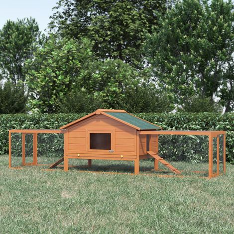 Gabbia/recinto per piccoli animali, 2 recinti esterni, 2 rampe, 309 cm x 79 cm x 86 cm, naturale + verde