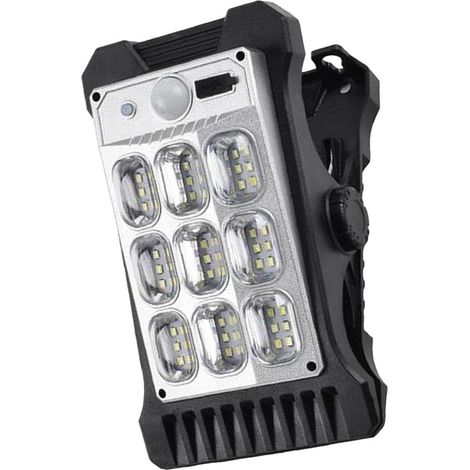 Lampe solaire à pince avec détecteur de mouvement, lampe LED à 3 modes Éclairage solaire extérieur activé par le mouvement pour jardin, terrasse, garage, abri de jardin, allée, auvent, clôture