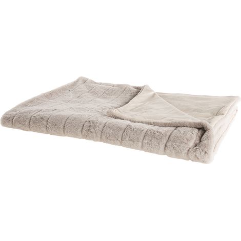 Manta de tejido de poliéster beige 150 x 200 cm mullido suave moderno minimalista Labyar