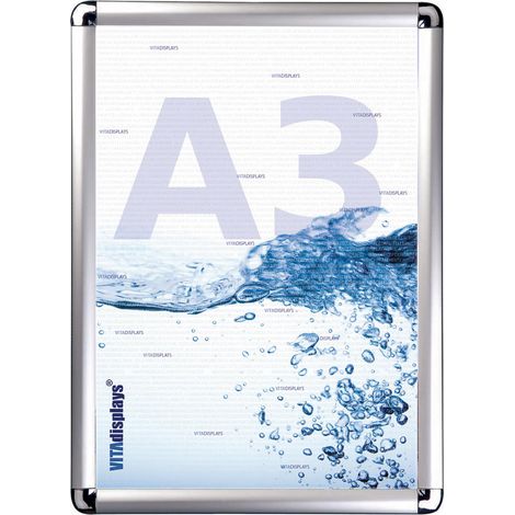 Cadre pliable en aluminium DIN A3 argenté Rondo avec film de protection anti-reflet en PET - Profil en aluminium de 25 mm - Cadre amovible, cadre photo interchangeable (1/5)