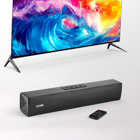 Barre de Son pour Smart TV 2.0 Canaux, Compacte 45 cm, Enceinte TV Home Cinéma Projecteur, Connexion Bluetooth AUX, avec Télécommande, Système de Son Surround Stéréo 80 W pour PC, Téléviseur (1/5)