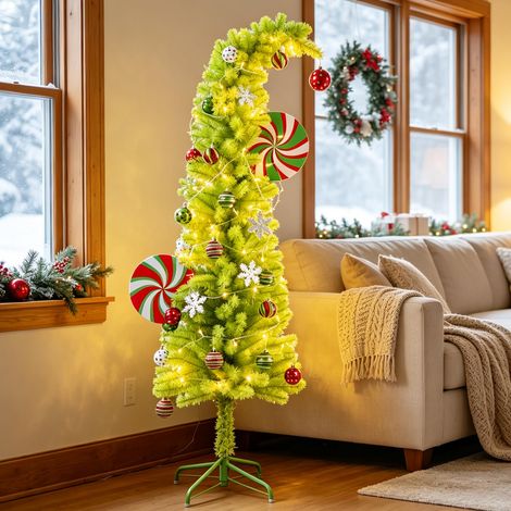 2026 Sapin De Noël Artificiel 150cm avec 150 Lumières LED Chaudes, Sapin De Noel Lumineux LED Pliable, Arbre De Noël Vert Fantaisiste Montage Rapide pour La Maison pour Noël Décor150 cm