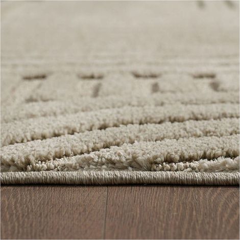Tapis rond scandinave effet 3D graphique Eve Beige Ø120