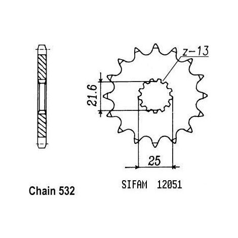 Pignon Suzuki - 532 - 15 Dents - Similaire JTF440 - Made in Germany