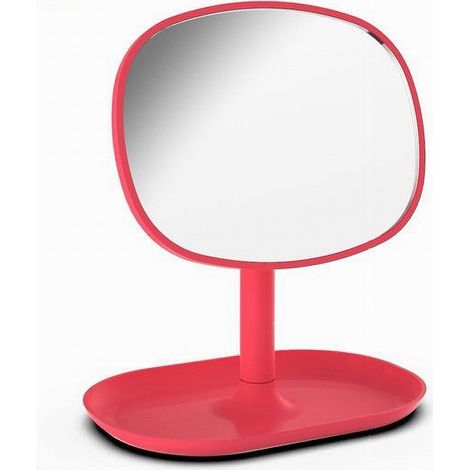 Cleafe - Specchio Trucco Tavolo 19.5 Cm Arredo Bagno Casa Con Vassoio Make Up Fuxia 69907 - (1/2)