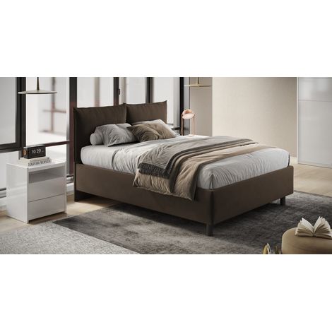 Letto matrimoniale contenitore 162x200 – Eleganza e comfort per la tua camera da letto - PILLOW  Cioccolato (1/2)
