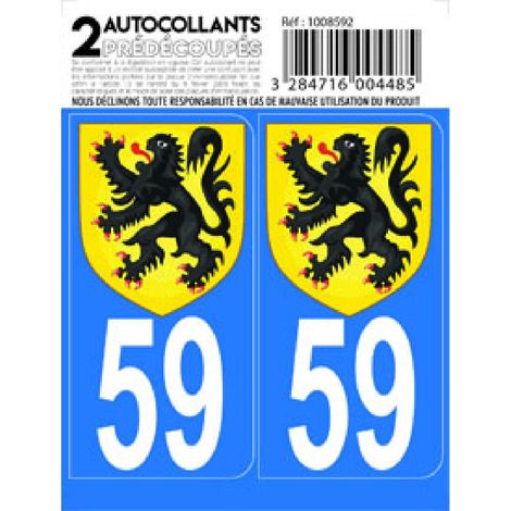 Autocollant departement 59 - LION DES FLANDRES -x2-