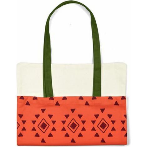 Sac Shopping - Coton - Porté Épaule - 34 x 40 cm - Orange - 1 Pièce (1/4)