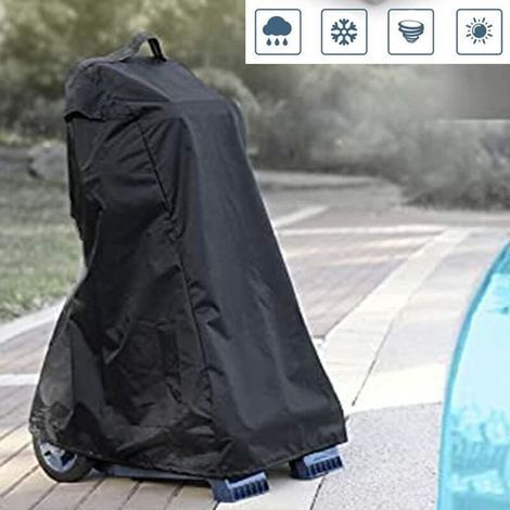 Housse pour Robot De Piscine, Bâche De Robot Nettoyeur De Piscine De Jardin avec Poignée Et Cordon De Serrage, étanche, 420D Oxford Noir 56 66 107cm, (1/3)