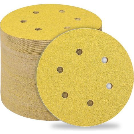 Disques Abrasifs 150mm,50 Pièces Abrasifs de Ponçage Ponceuse tampons ponçage ronds 6 trous Grain 60 pour Poncer Polir Dérouiller pour Ponceuse (1/5)