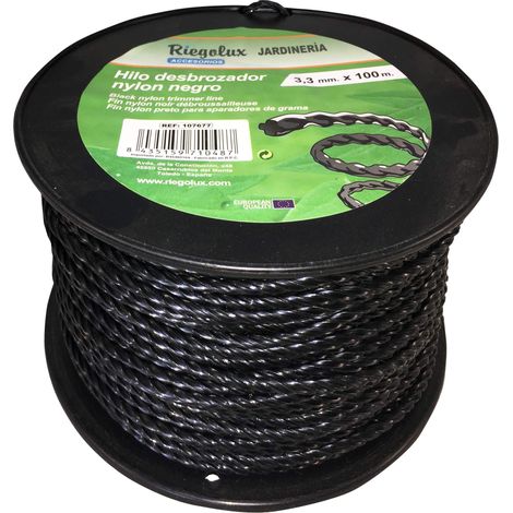Riegolux 107677 Filo decespugliatore Nylon elicoidale, Nero, 3,3 mm x 100 m (1/4)