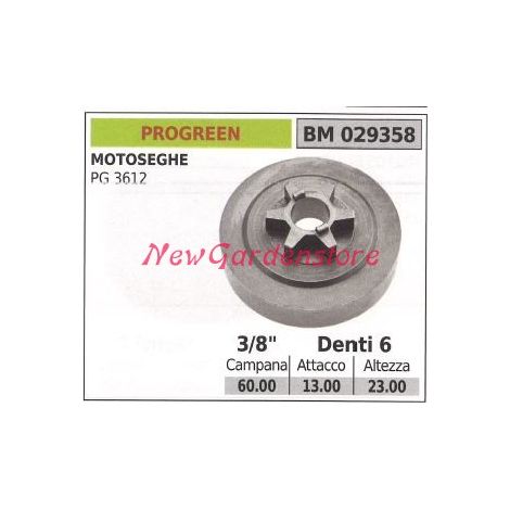 Piñón motor motosierra PROGREEN PG 3612 3/8' dientes 6 029358