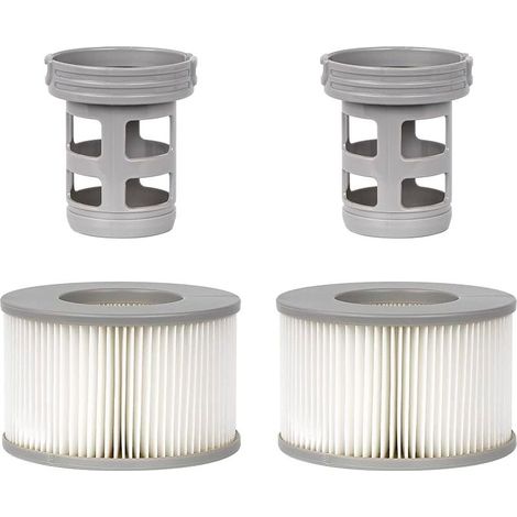 Lot de 2 Accessoires de Spa pour MSP, Comprend 2 adaptateurs de Base à Visser de Rechange, 2 filtres de Piscine gonflables à Ressort, Filtre de Piscine de Type Spa ondulé (1/5)