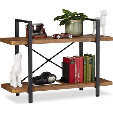 étagère Industrielle, Meuble sur Pieds à 2 Niveaux, 64,5 x 90 x 33,5 cm, MDF (1/5)
