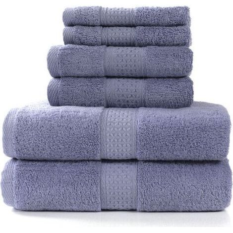 Ensemble de serviettes ultra douces en coton : 2 serviettes de bain XL (140 x 70 cm). 2 serviettes pour les mains (34 x 75 cm). 2 serviettes pour le visage (33 x 33 cm) – 6 pièces (1/5)