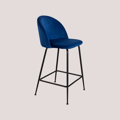 Confezione da 2 sgabelli alti in velluto Kana Design SKLUM Blu Nero (1/5)