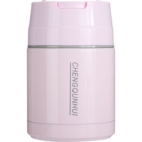 Bouteille thermos 800 ml en acier inoxydable portable, boîte à lunch isotherme rose, récipient alimentaire sous vide pour repas (1/5)
