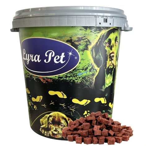 5 kg de cubes d'agneau Lyra Pet® dans un bac de 30 L