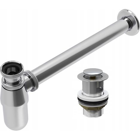 SIPHON DE LAVABO LAITON CHROME + BOUCHON CLICK (1/5)