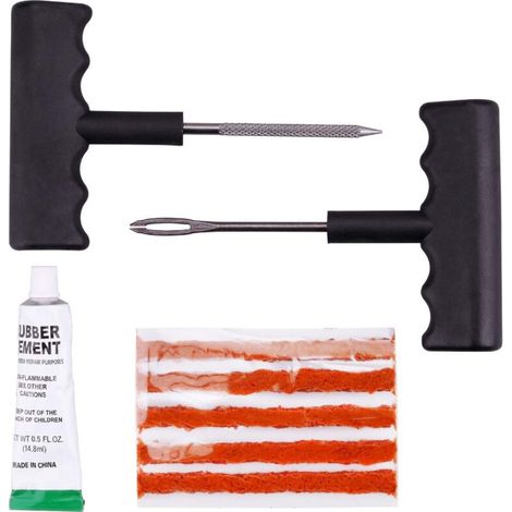 Kit de réparation de pneu sans chambre à air 8 pièces - Pneu sans chambre à air de route - Réparation de pneu extérieur en cas de crevaison - Voiture - Moto (1/4)