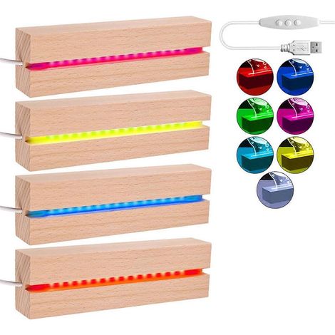 Douille en bois LED, Base lumineuse LED, Base en bois USB, Douille pour lumières LED (1/5)