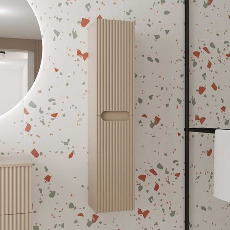 Columna de baño Marrón Glacé suspendida - Altura 120 cm - 2 puertas - LEON