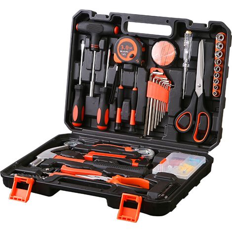 Coffret à outils pour la maison, en acier au carbone, multifonctionnel, pratique et complet pour les réparations manuelles et un usage quotidien à la maison.