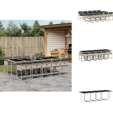 Ensemble à manger de jardin 11pcs avec coussins gris poly rotin - Salon De Jardin - Meuble De Jardin - Set De Jardin - Mobilier De Jardin - Table De Jardin (1/5)
