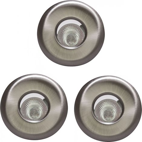Litecraft Recessed Downlight Bathroom Fixed Spotlight in Satin Chrome - 3 Pack