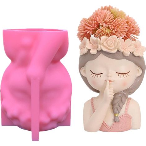 Moule à couler en silicone - - Pour fille - En pot fleurs - Pour béton - En silicone - Pour le béton - Pour la décoration la maison (1/5)