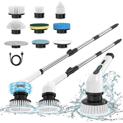 Brosse électrique sans fil AURA avec long manche pour le nettoyage des carreaux de salle de bain, offre de 50 % (1/5)
